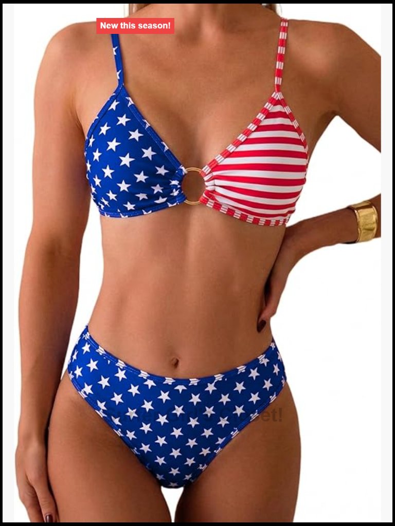 Two Piece O Ring Front Triangle Bikini Set Cheeky Bathing Suit